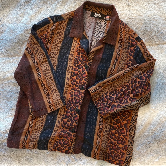 Animal Print Button Down Shirt - Picture 1 of 5